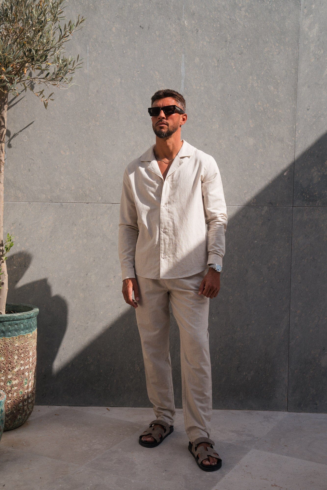 Oatmeal Linen L/S Shirt - Image 3