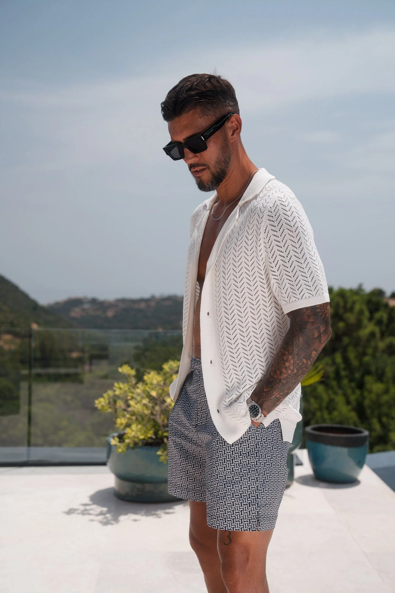 Black Chain Print Swimshort - Image 3