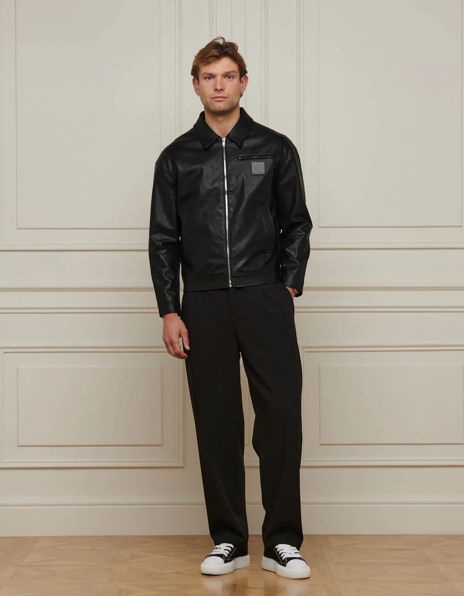 Black Faux Leather Jacket - Image 3