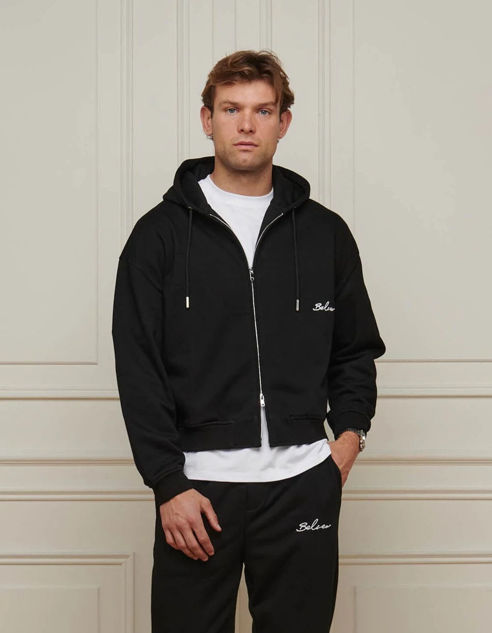 Black Logo Zip Through Hoodie - Image 4
