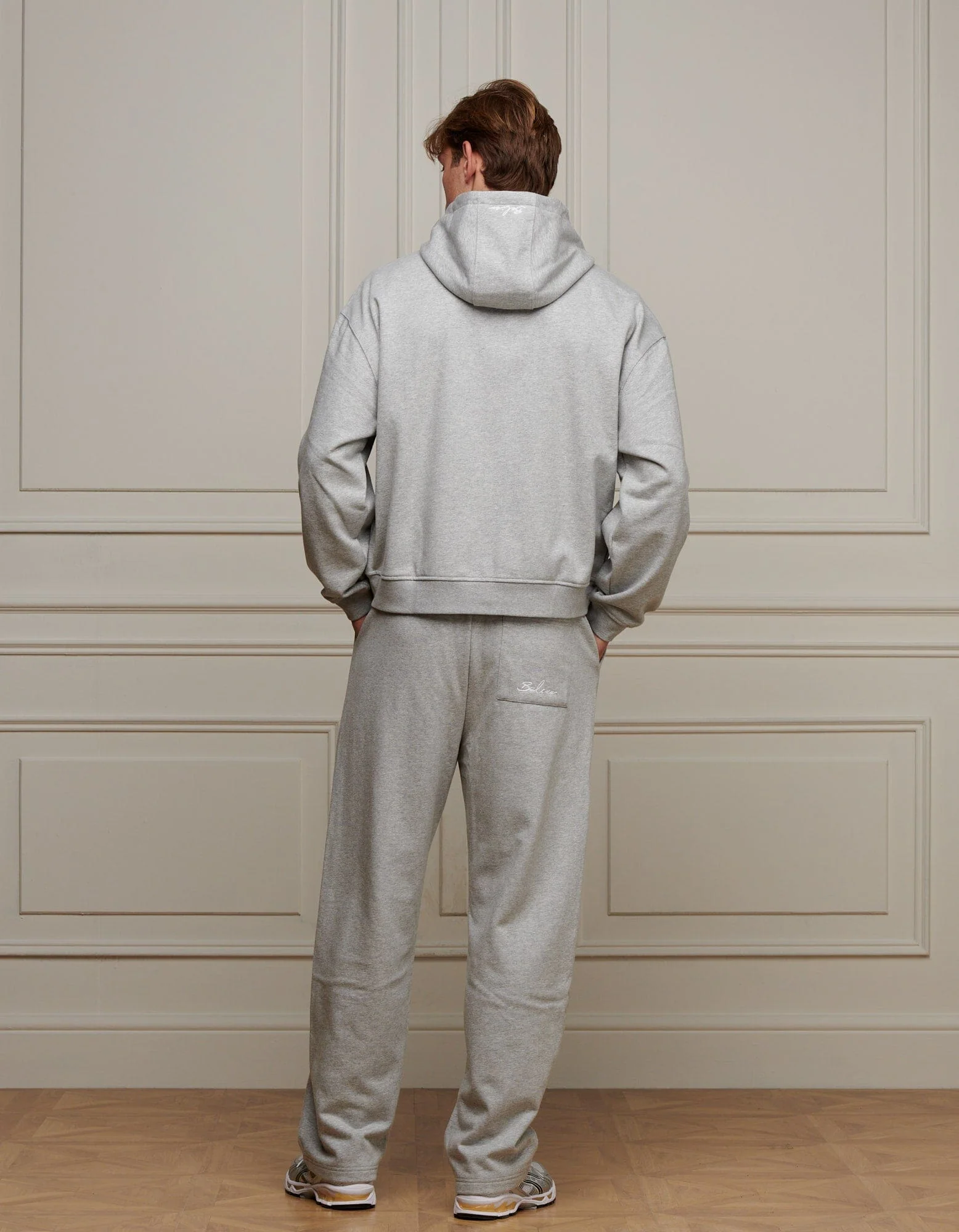 Grey Marl Logo Zip Through Hoodie - Image 7