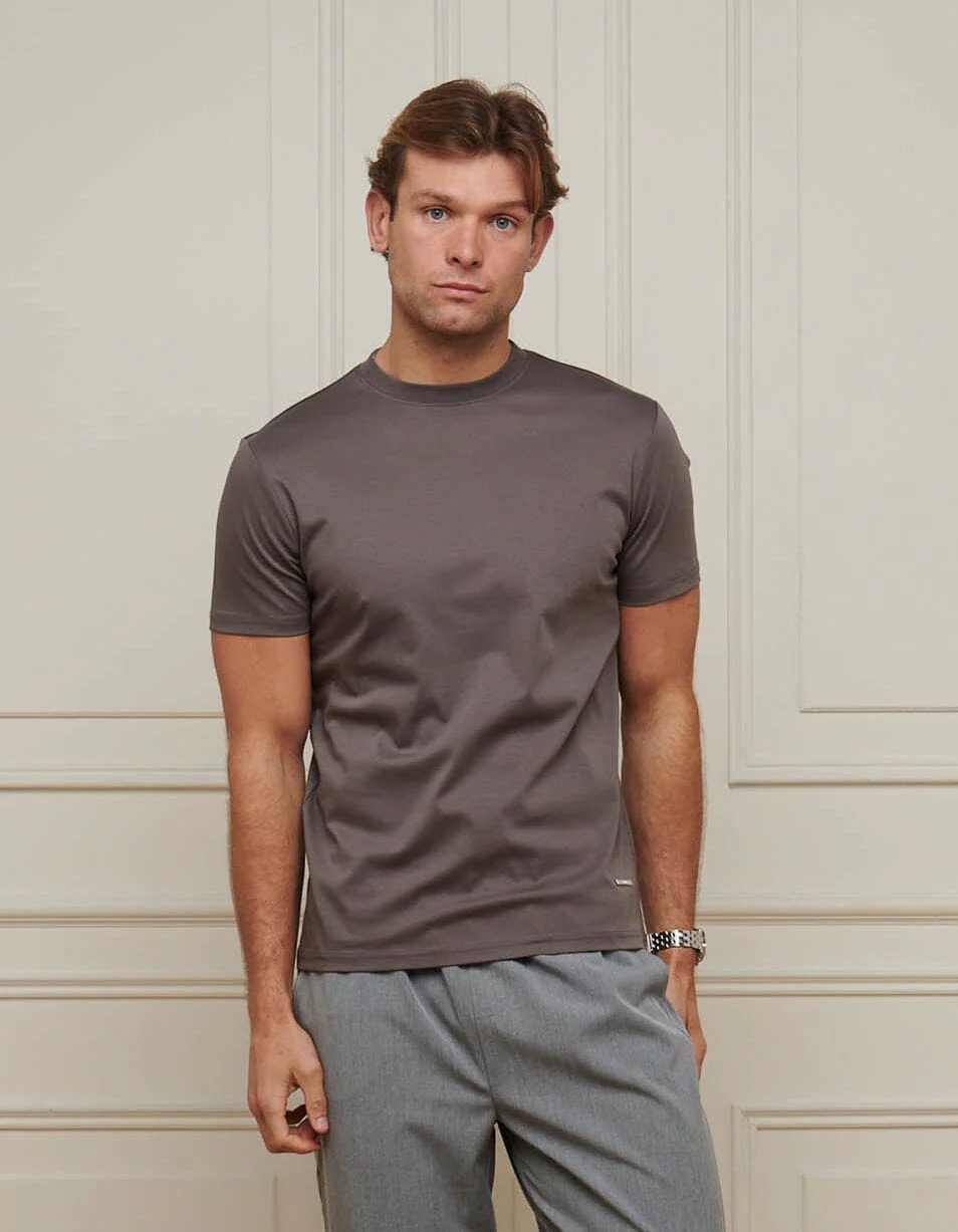 Slate Grey Mercerised T-Shirt - Image 3