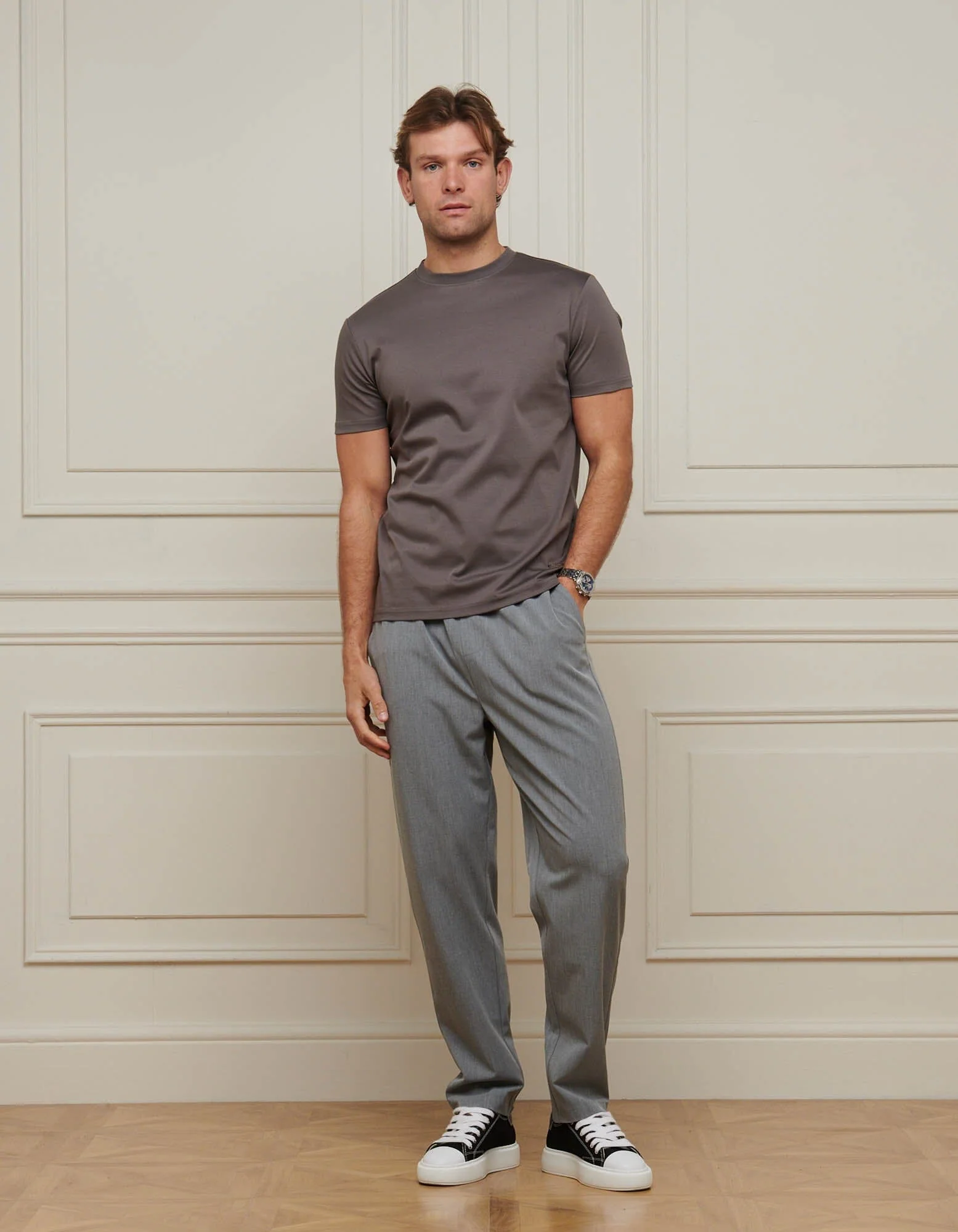 Slate Grey Mercerised T-Shirt - Image 4