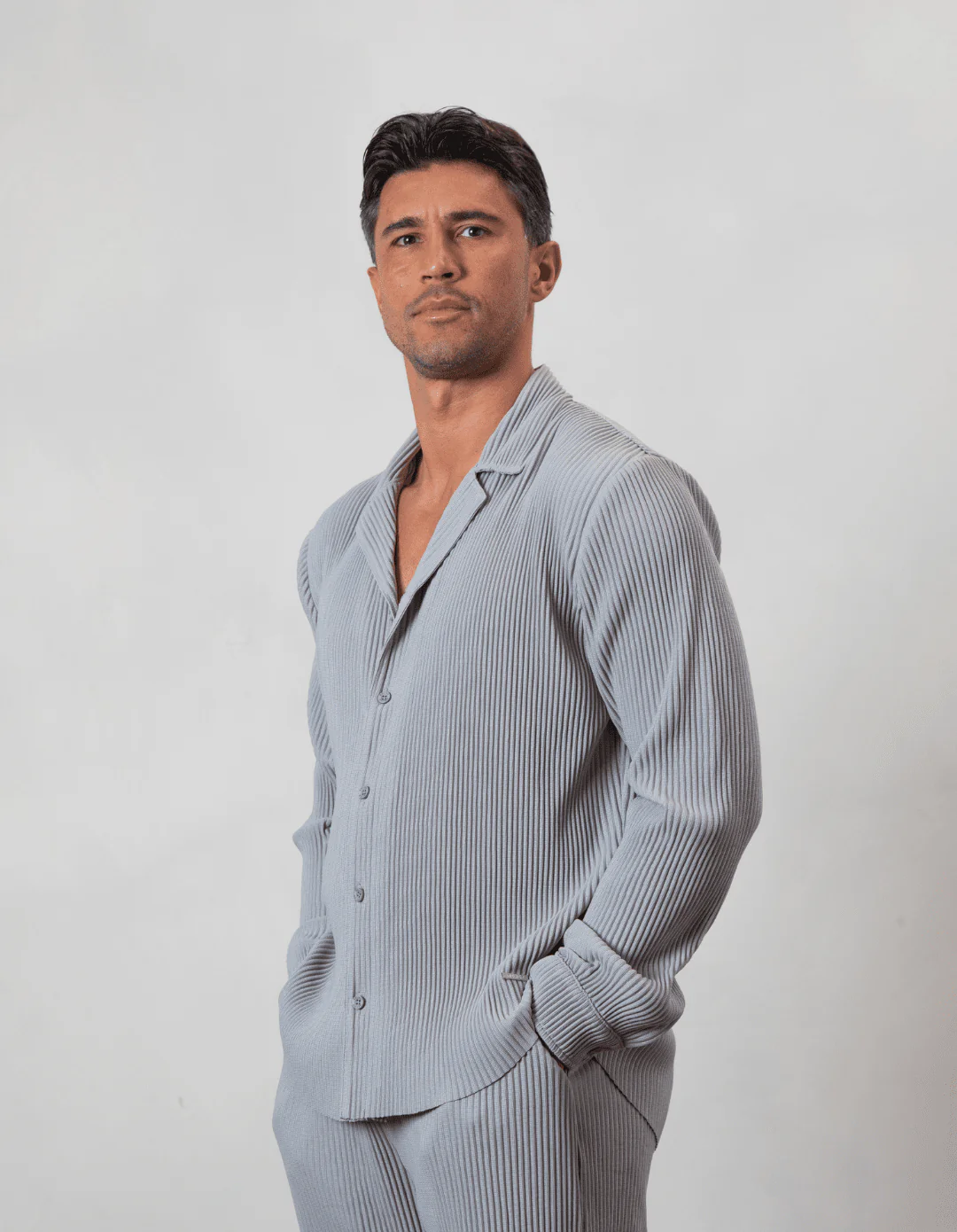 Grey Pleated L/S Shirt - Image 4