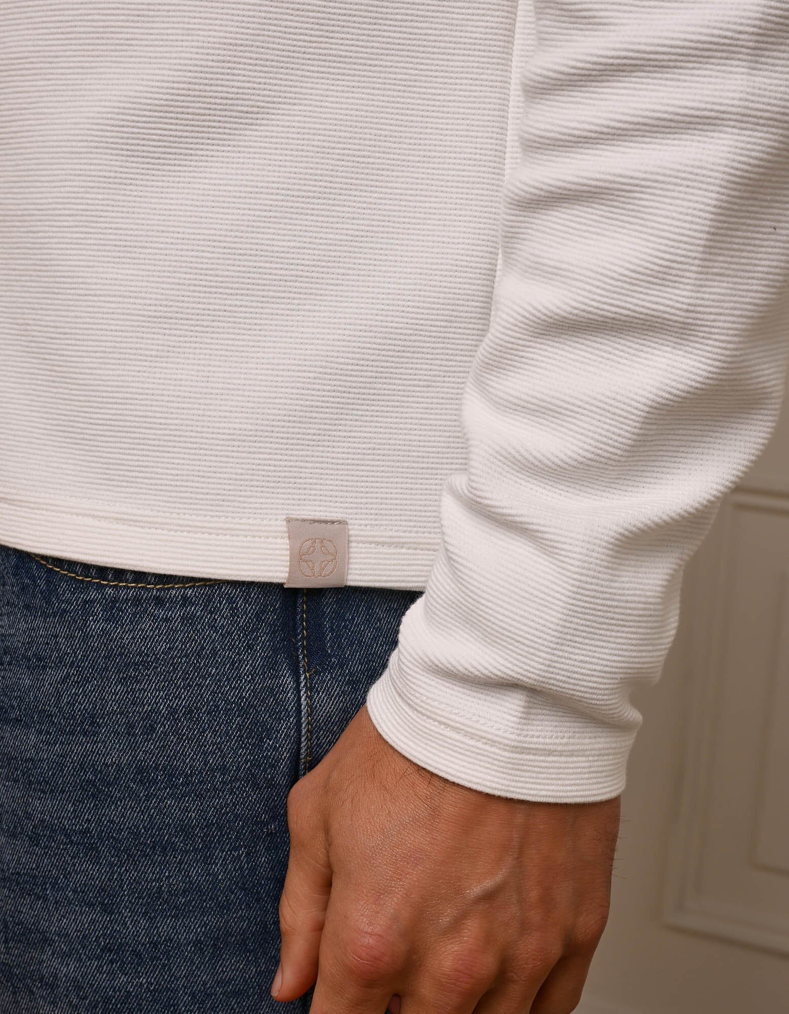 White Waffle Henley T-Shirt - Image 4